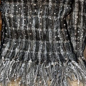 Elegant Black and Gray Woven Scarf